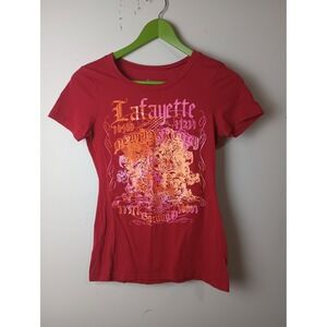 Express Featherweight Tee Red Vintage Y2K Lafayette NYC Graphic T-Shirt Small